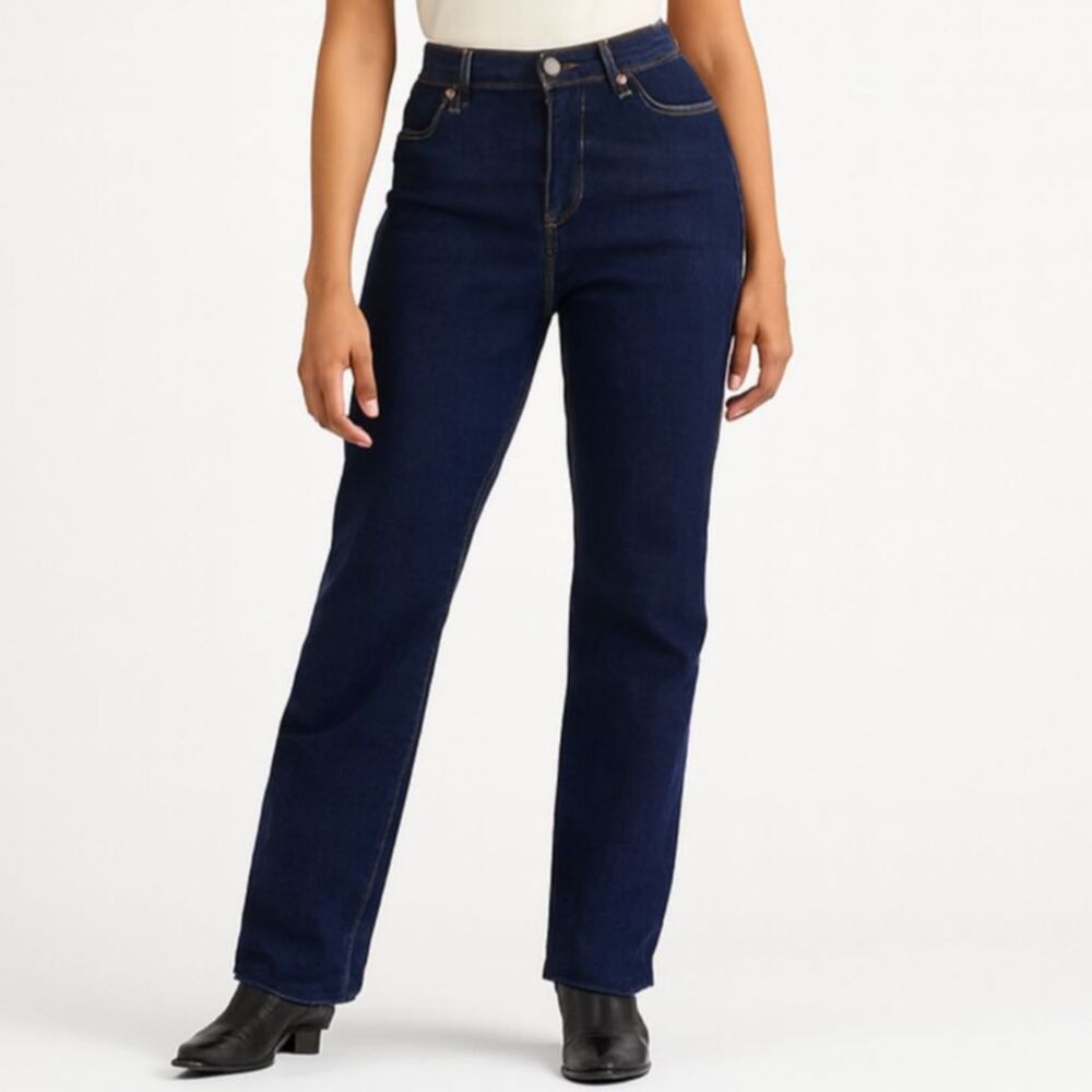 Lauren Jean Co Classic Straight Jeans Womens Sz 10 Dark Wash Denim 5 Pocket